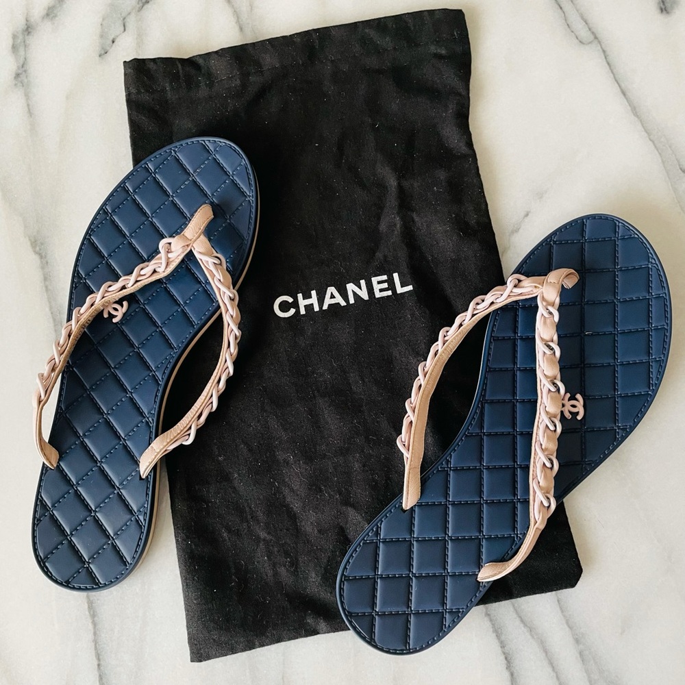 Authentic Chanel Quilted Chain Sandals EU37